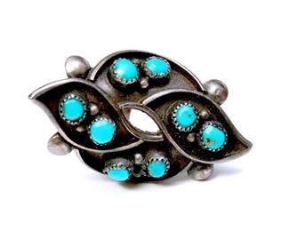 Native American 8 stone turquoise and silver ring	1.5 inches long