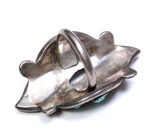 Native American 8 stone turquoise and silver ring	1.5 inches long