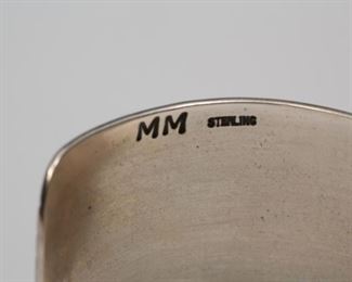 Native American MM Sterling Thick Cuff Bracelet	2 1/4 inch diameter: 1 inch wide	