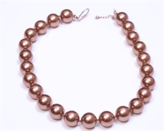 Sterling Silver 16mm Ball Bead Necklace 20in long BRONZE	20in Long<BR>16mm beads	