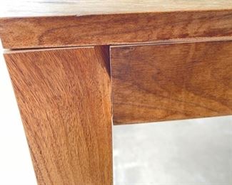 Modern Solid Teak Wood Patio Table W/ 2 bench seats	Table: 30x31.5x70.75in Bench: 16.5x16x63in	HxWxD