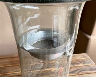 Lg Restoration Hardware Outdoor Glass Candle Holder Decor	23.5in H x 13in Diameter	