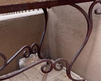 Rustic Metal Frame Flagstone Top Patio Accent Table	30x23x66.5in	HxWxD