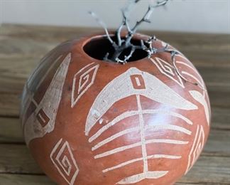 Ceramic  Fish Bone Pot	10in h x 12in diameter	