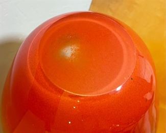 Art Glass Orange Bowl	7in H x 10in Diameter	