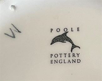 Poole England RED Plate Platter Plate w/ Stand	16in Diameter	