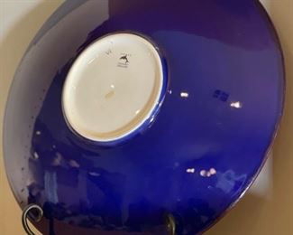 Poole England RED Plate Platter Plate w/ Stand	16in Diameter	