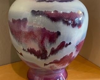 Chinese Porcelain Vase Double Ring Dragon	12.5in H x 6in diameter (at top)	