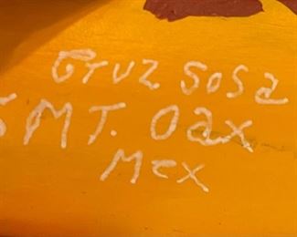 2pc Oaxacan Wood Carving Giraffes Folk Art	16 & 13in H	