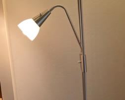 Brush Steel 2 Head Floor Lamp	72.5in H x 15in Diameter at top	