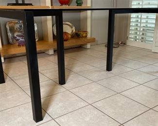 Contemporary 3-Piece Glass & Steel Dining Table	29x36x66in	