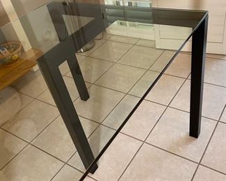 Contemporary 3-Piece Glass & Steel Dining Table	29x36x66in	