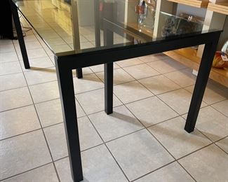 Contemporary 3-Piece Glass & Steel Dining Table	29x36x66in	