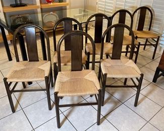 8 pc Cassina Contemporary Italian Wood & Weave Dining Chairs	35x17.5x17in	HxWxD