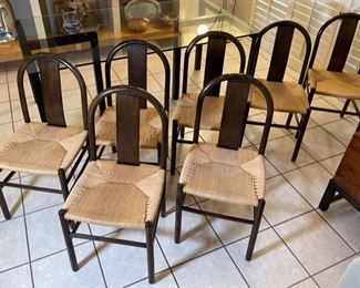 8 pc Cassina Contemporary Italian Wood & Weave Dining Chairs	35x17.5x17in	HxWxD