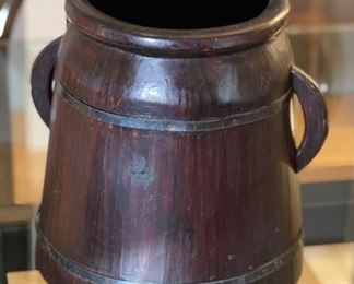 Vintage Wood Bucket Decor	10in H x 7in Diameter	