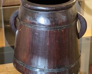 Vintage Wood Bucket Decor	10in H x 7in Diameter	