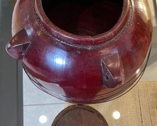 Primitive Wide Base Lidded Bucket	10in H x 12in diameter at bottom