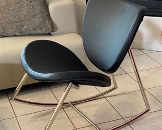 Contemporary Faux Leather  & Steel Rocking Chair Susan	30x27x33in	