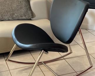 Contemporary Faux Leather  & Steel Rocking Chair Susan	30x27x33in	