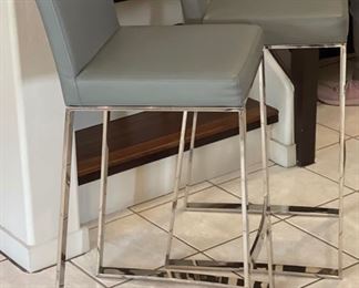 2pc Contemporary Counter Height Chairs Barstools Steel & Faux Leather	40x17x17in seat: 31 in H	HxWxD