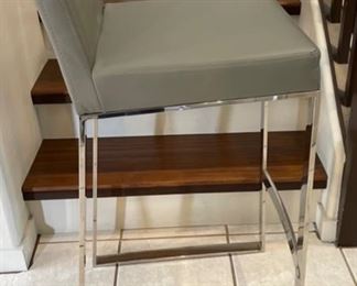 2pc Contemporary Counter Height Chairs Barstools Steel & Faux Leather	40x17x17in seat: 31 in H	HxWxD