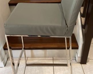 2pc Contemporary Counter Height Chairs Barstools Steel & Faux Leather	40x17x17in seat: 31 in H	HxWxD