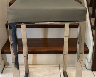 2pc Contemporary Counter Height Chairs Barstools Steel & Faux Leather	40x17x17in seat: 31 in H	HxWxD