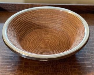 Neiman Marcus Weave Metal Rim Centerpiece Bowl	19in Diameter