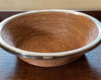 Neiman Marcus Weave Metal Rim Centerpiece Bowl	19in Diameter