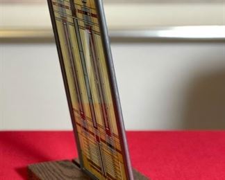 Frank Lloyd Wright Glass Panel w/ Custom Stand	Panel: 13.25x7in	