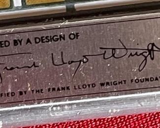 Frank Lloyd Wright Glass Panel w/ Custom Stand	Panel: 13.25x7in	