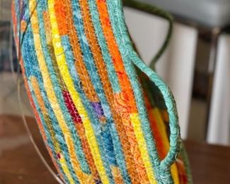 Artist Made Quilted Coil Basket Pat Morchard Quilt	4in H x 11in Diameter	
