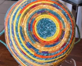 Artist Made Quilted Coil Basket Pat Morchard Quilt	4in H x 11in Diameter	
