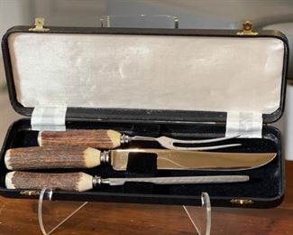 Stag/Antler Atkinson Bros Sheffield England Carving Set	Case: 1.5x14x5in	HxWxD