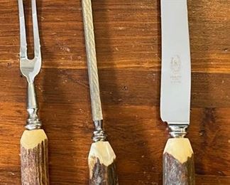 Stag/Antler Atkinson Bros Sheffield England Carving Set	Case: 1.5x14x5in	HxWxD