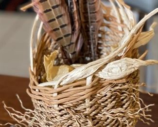 Artist Made Decor Basket w/ Feathers Portland	