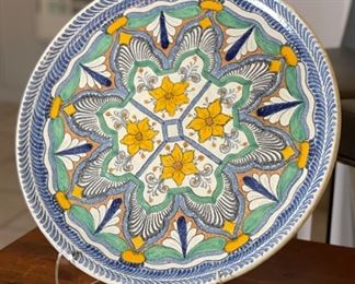 Lg Mexican Talavera Platter Mexico Marcos Pottery	16in Diameter	