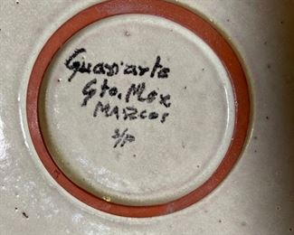 Lg Mexican Talavera Platter Mexico Marcos Pottery	16in Diameter	