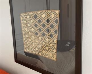 2pc African Tapestry Textile Art Framed PAIR	32in H x35.25in W	