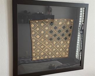 2pc African Tapestry Textile Art Framed PAIR	32in H x35.25in W	