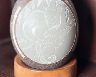 Artist Etched Emu egg	5in H	