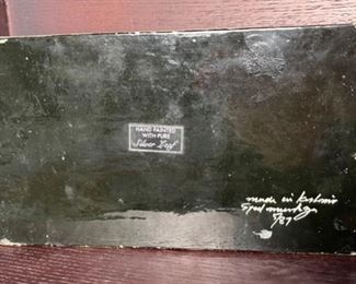 Kashmir Trinket Box Silver Leaf Hand Painted	2x7x4in	