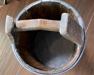Antique Primitive Wood Bucket/Pail	23in H x 12.4in Diameter	