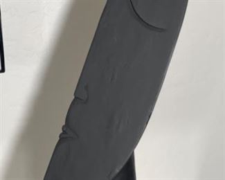 Modernist Wood Face statue decor	24in H	