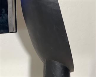 Modernist Wood Face statue decor	24in H	