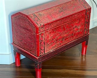 Asian Red Lacquer Trunk/Chest on Stand	20x24x12.75in	HxWxD