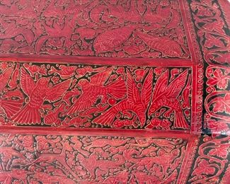 Asian Red Lacquer Trunk/Chest on Stand	20x24x12.75in	HxWxD