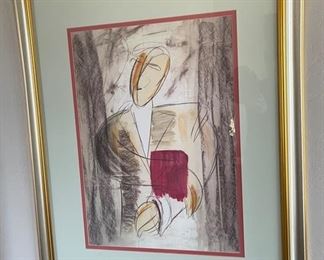 2pc Contemporary Man/Woman Framed Art prints PAIR	43x35in	