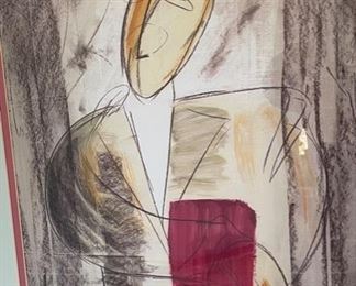 2pc Contemporary Man/Woman Framed Art prints PAIR	43x35in	